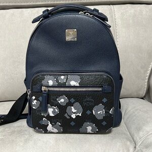 NWOT MCM Stark Leopard Leather Backpack